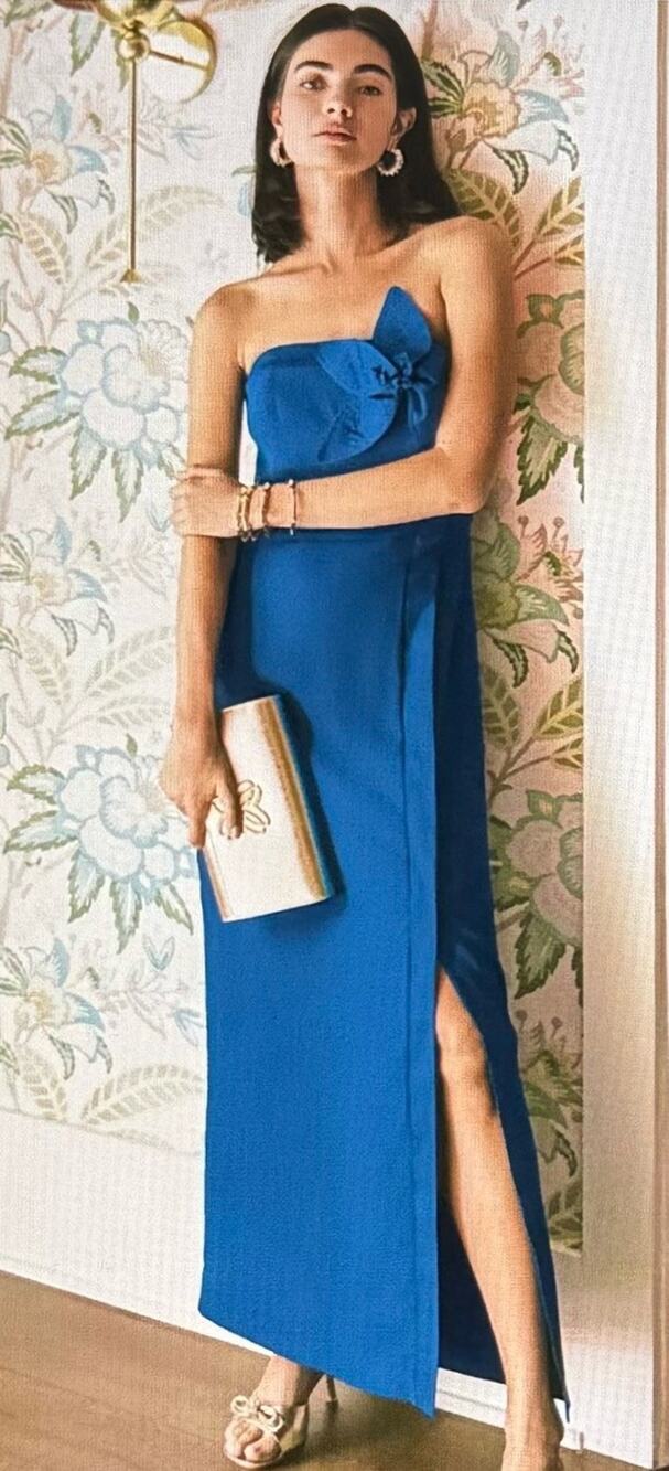 Lilly Pulitzer Bright Blue Strapless Maxi Dress with Bust Bow